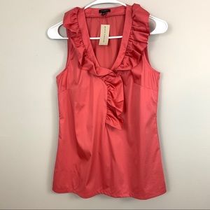 NWT Ann Taylor Peach Ruffle Neckline Top
